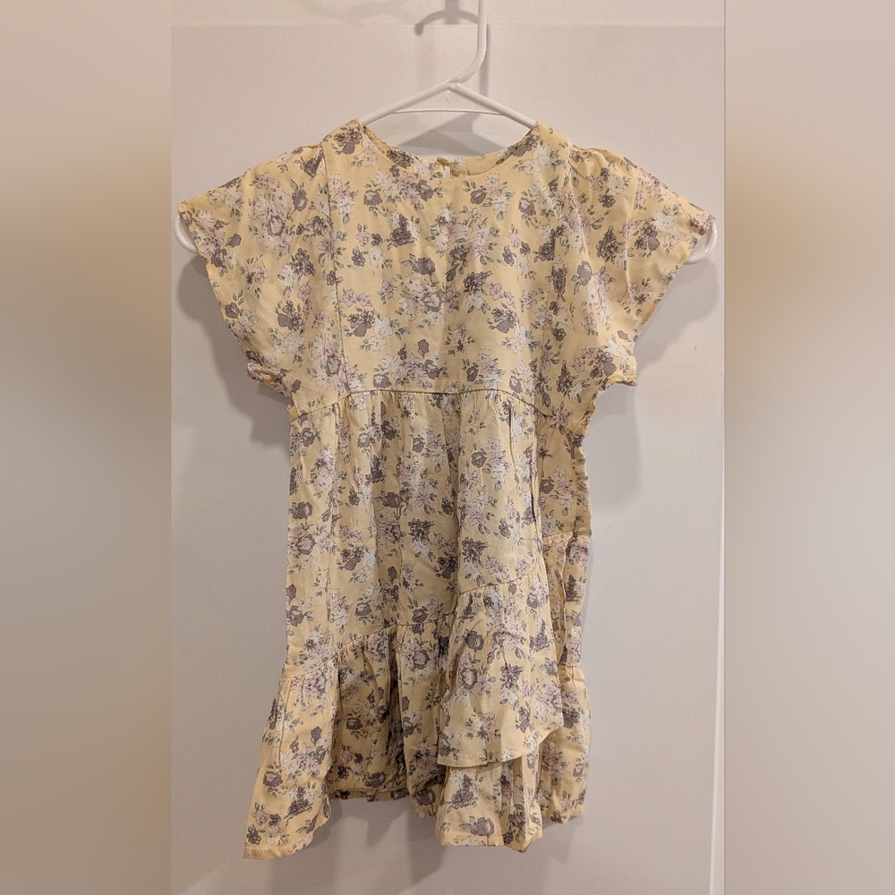 Little August Floral Lemon Kids Dress